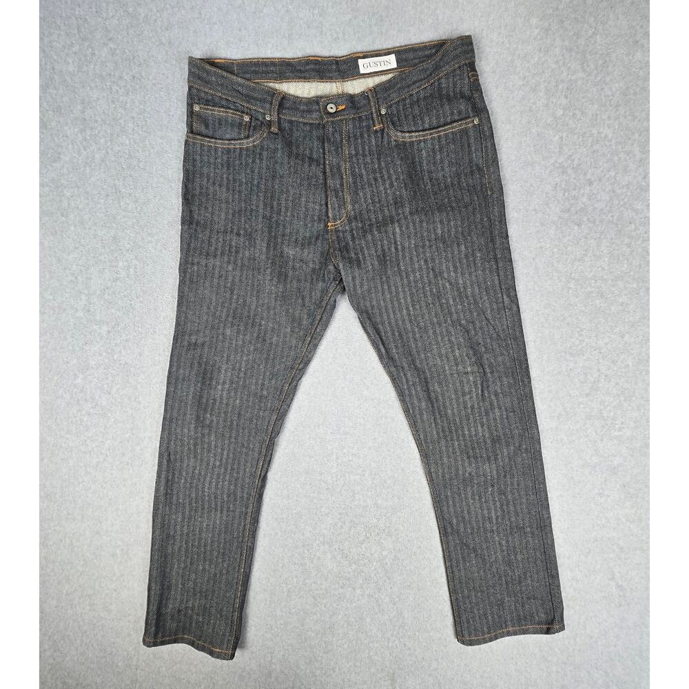 Gustin Mens 38x30 Button Fly 562 Herringbone Jeans - Picture 2 of 16